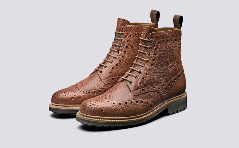 Grenson Fred Mens Boots - Brown Natural Grain XD3456
